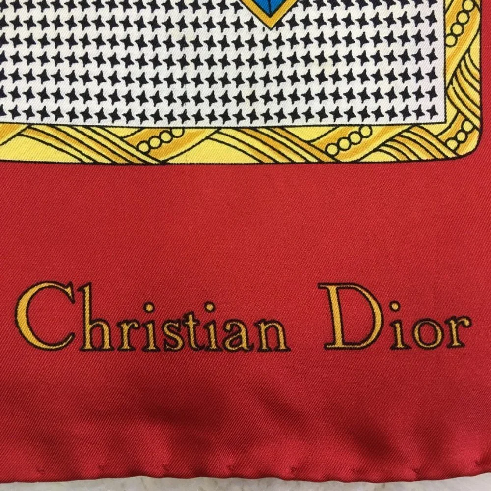 Christian Dior Vintage Silk Scarf Rolled Hems